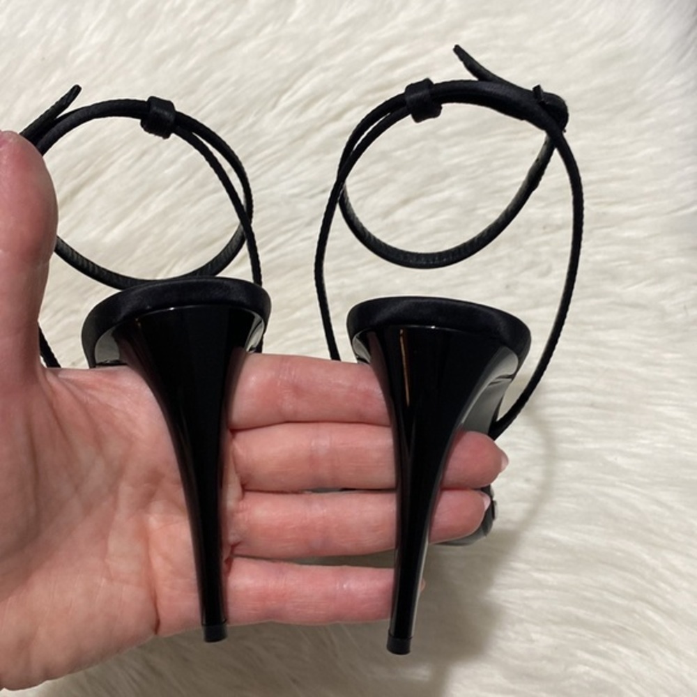 Saint Laurent Gloria sandals in crepe satin with Rhinestones size‎ 37EU - Picture 8 of 14